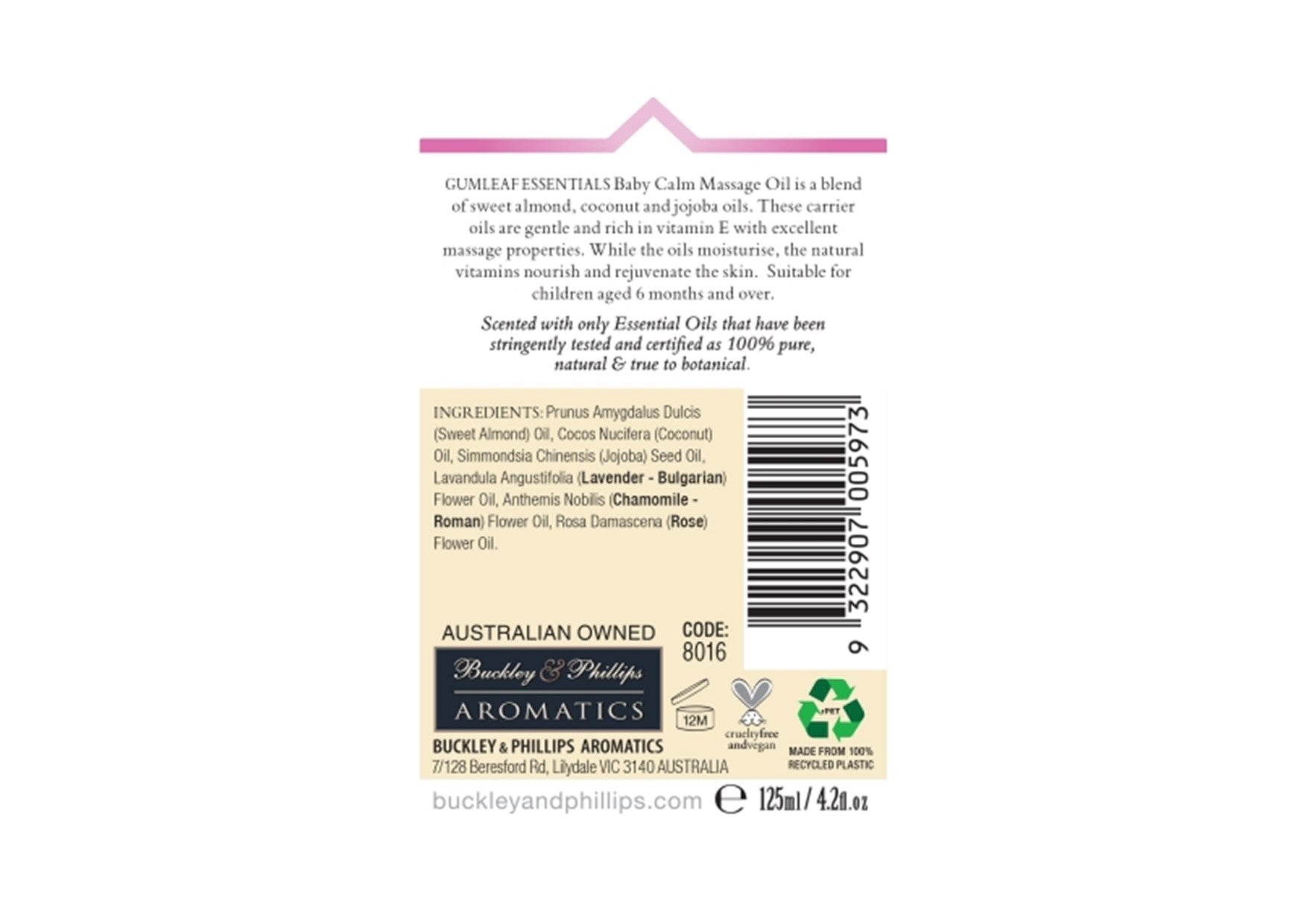 Gumleaf Essentials | Nourishing Massage Oils | Baby Calm