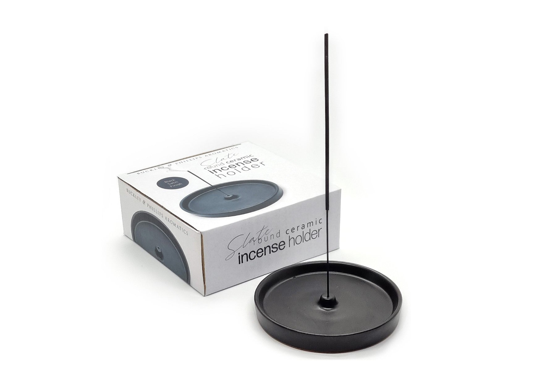 Buckley & Phillips | Black Ceramic Round Incense Holder