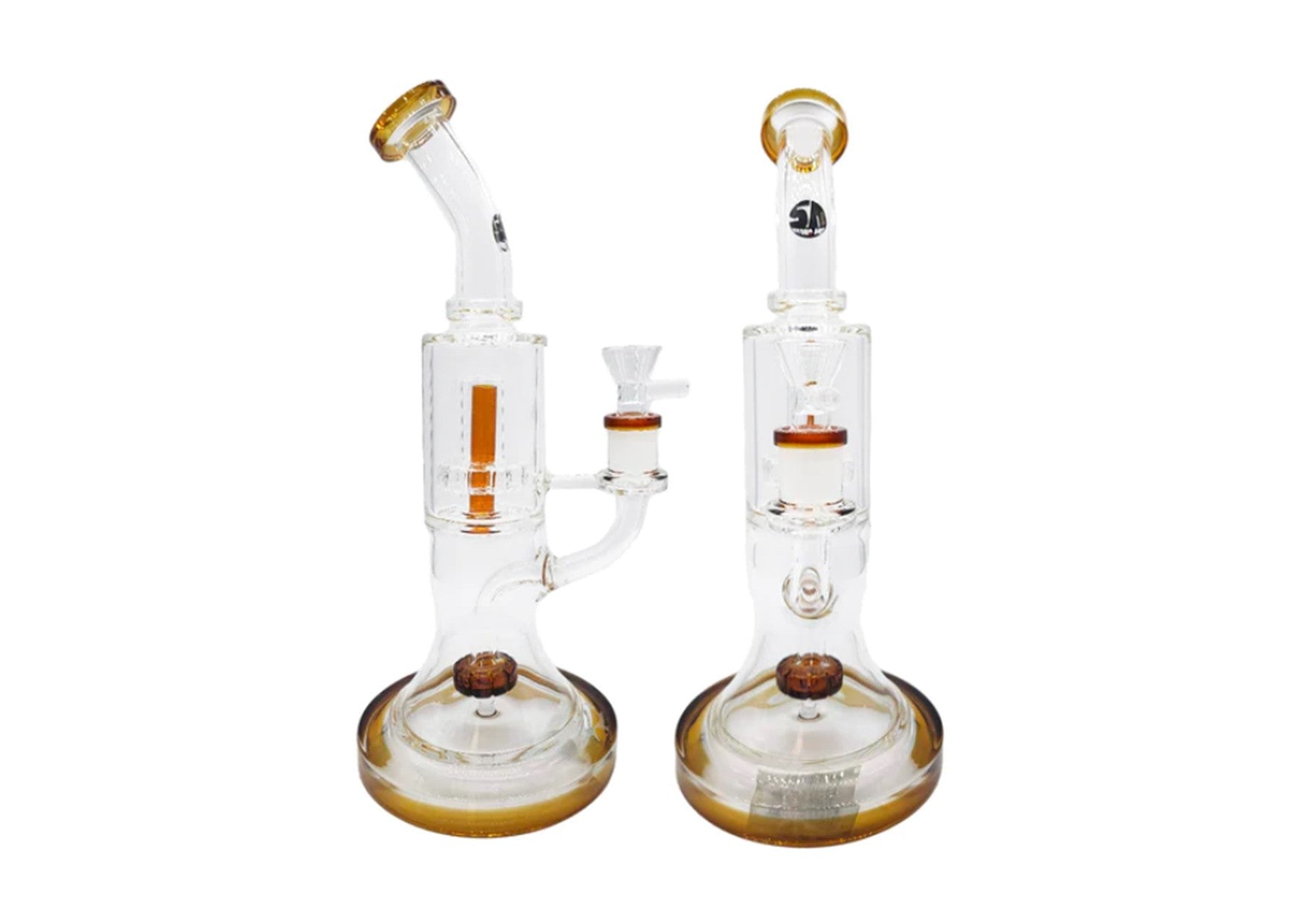 Stone Age | Water Bubbler/Percolator | Tiered Slotted Disc Perc 30cm (14mm) Amber